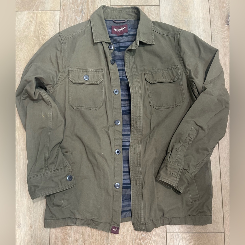 Alesbury Olive Button-Up Shirt Jacket – Size S – Utility Workwear Vibe